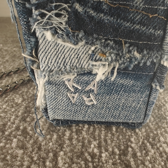 KARA Exclusive Blue Denim Crystal Fringe Shoulder Bag - Picture 4 of 6